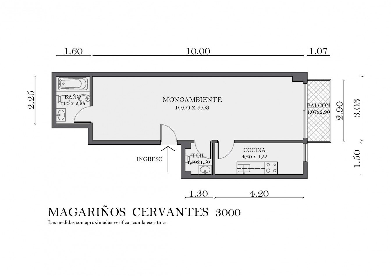 Monoambiente divisible + baño y toilette + cocina separada independiente